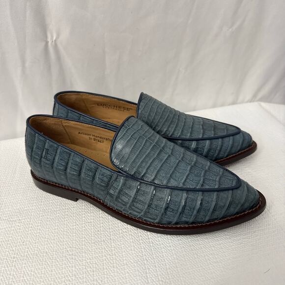 Lucchese Karmen Blue Caiman Leather Loafers Size 8B - Picture 1 of 14